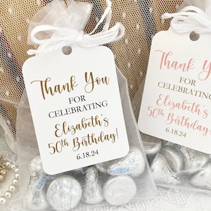 Happy 50th Birthday Favor Bags, 50th Adult Birthday Treat Bags, 21st 20th, 30th, 40th, 60th Birthday Party Favor Gift Bags