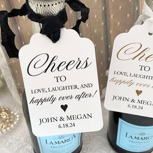 Cheers to Love, Laughter, and Happily Ever After Tags Labels, Printed Wedding Champagne Tags, Wedding Wine Favor Tags