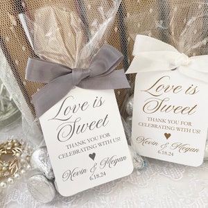 Love is Sweet Wedding Favor Bags, Wedding Bags for Candy Cookies, Reception Favor Gift Bags for Guests, Take Home Thank You Bags, Printed image 2