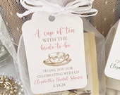Tea Party Bridal Shower Favor Bags & Personalized Tags