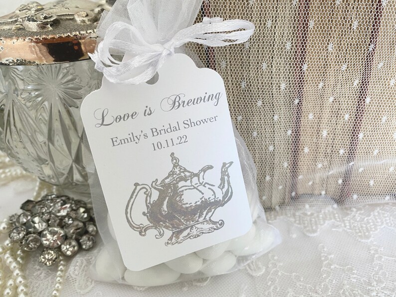 Tea Party Favor Bags and Tags Organza Tea Bags Love is Etsy