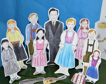 Sound of Music Paper Dolls Printable OUTLINES & COLOR