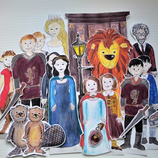 Narnia Characters in COLOR + OUTLINES Lion Witch Wardrobe Digital Print Updated