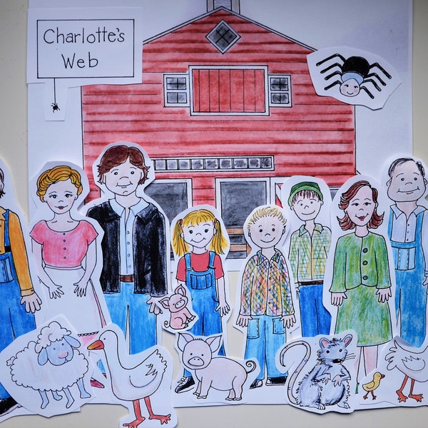 Charlotte's Web Character Paper Figures Outlines & Color Printable