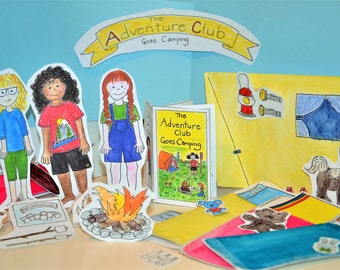 ADVENTURE GIRLS Camping Set - Buch + Malspielset Seiten zum Ausdrucken