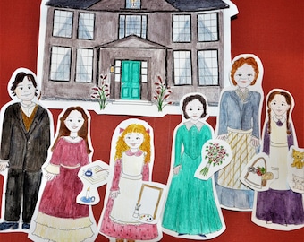 Little Women Paper Dolls Digital Print Literature Coloring Figures