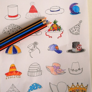 Hats! Adult Printable Coloring Page Colorful - A Great Hat Speaks for Itself