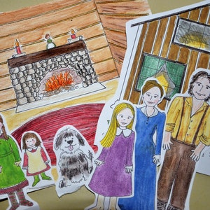 Christmas on Little House on the Prairie  Paper Coloring Craft Laura Ingalls