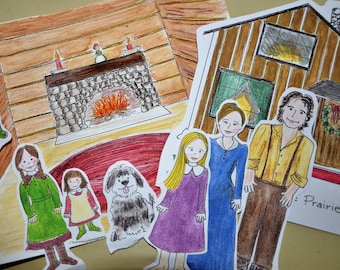 Christmas on Little House on the Prairie  Paper Coloring Craft Laura Ingalls