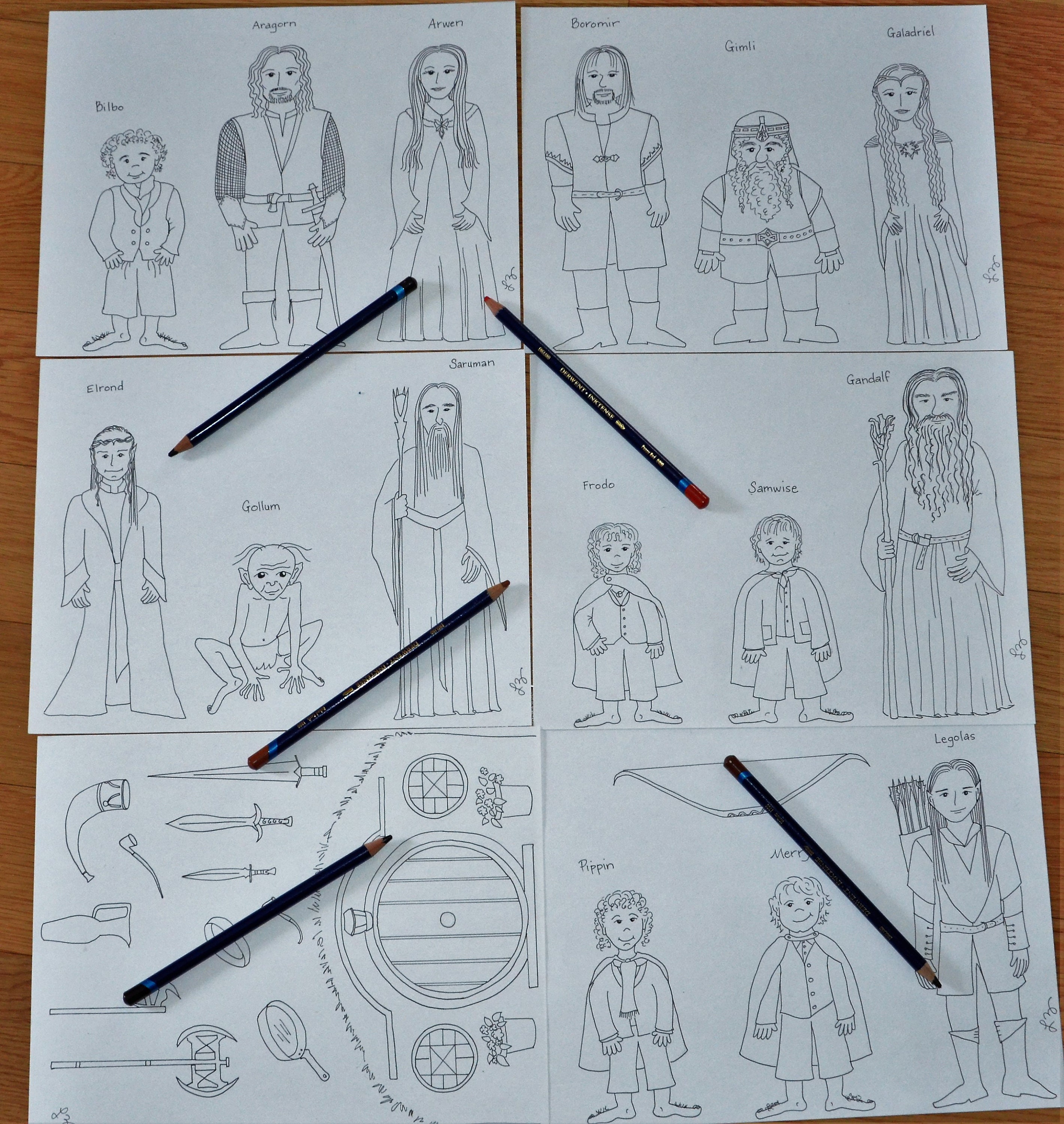 Lord of the Rings Outlines to Color Printable Character Set LOTR ...