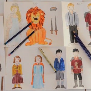 Narnia Characters in COLOR + OUTLINES Lion Witch Wardrobe Digital Print Paper Figures - Etsy