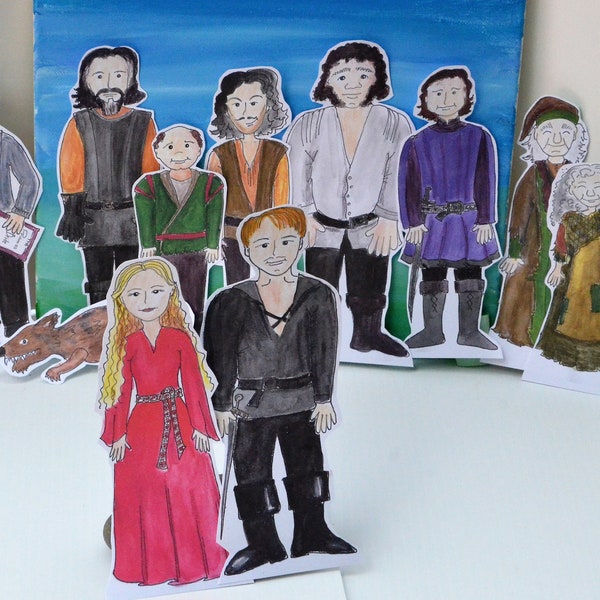 PRINCESS BRIDE paper figures play set coloring + colored Printable characters dolls