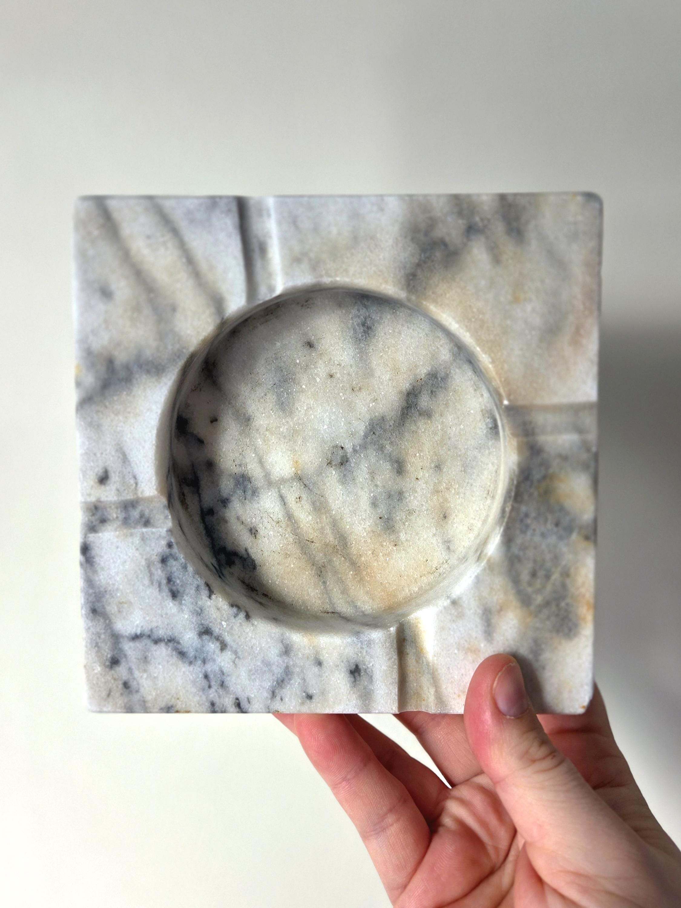 Vintage White Grey Marble Ashtray - Etsy
