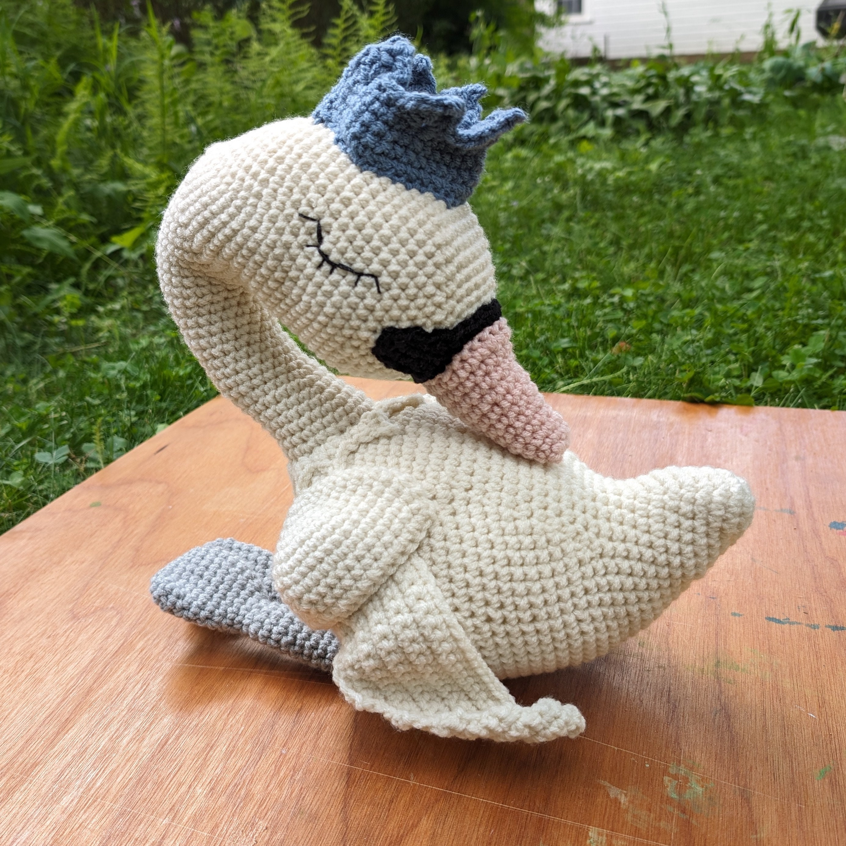 Handcrafted Crocheted and Stuffed Swan With Crown Etsy Canada