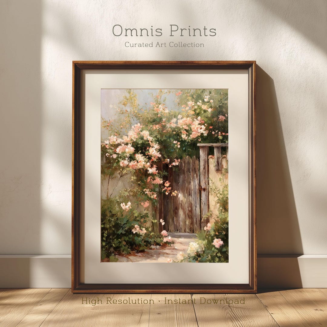 Cottage Garden Wall Art - Spring Landscape Painting Print - Cottagecore ...