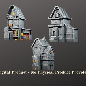Table Top Gaming Stylized Medieval Houses - Medieval Style Terrain Bundle .stl 3D Printer Digital File Only - No Physical Product Provided