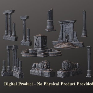 Table Top Gaming Terrain Greek Style Ancient Ruins Bundle .stl 3D Printer Digital File Only - No Physical Product Provided