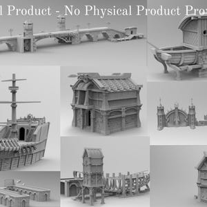 Pirates! - At Sea Tabletop Gaming Terrain STL Files - 3D Printer Digital Download - Ships, Docks, Boat Yard, More-No Physical Product