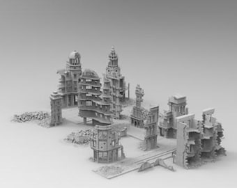 Ruined City Scatter Terrain STL Bundle – 28mm Printable Rubble and Building Fragments for WW2, Modern & Post-Apocalyptic Skirmish Games