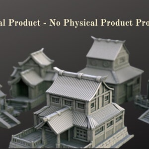Table Top Gaming Japanese Style Architecture Terrain Bundle .stl 3D Printer Digital File Only - No Physical Product Provided