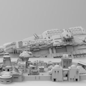 Sci-Fi Crashed Spaceship War In The Stars Pliki STL - Teren do gier planszowych do druku 3D - Tylko do pobrania cyfrowego - Brak produktu fizycznego