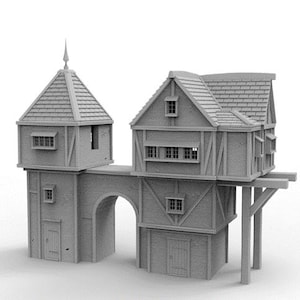 Medieval Barracks Entrance STL – 28mm Fantasy Terrain for City Encounters, Guild Quests & Multi-Level RPG Adventures