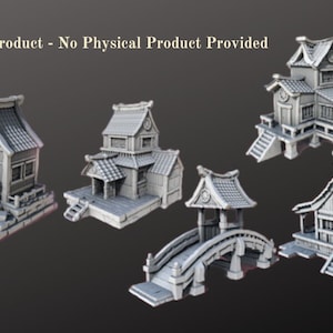 Table Top Gaming Japanese Style Architecture 2 - Terrain Bundle .stl 3D Printer Digital File Only - No Physical Product Provided