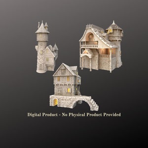 Table Top Gaming Archaic 2 - Middle Ages Style Houses Terrain Bundle .stl 3D Printer Digital File Only - No Physical Product Provided