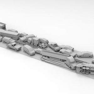 Post-apocalyptisch STL-terrein: 28 mm sloppenwijken, voertuigen en wegen voor survival-, zombie- en urban wargames