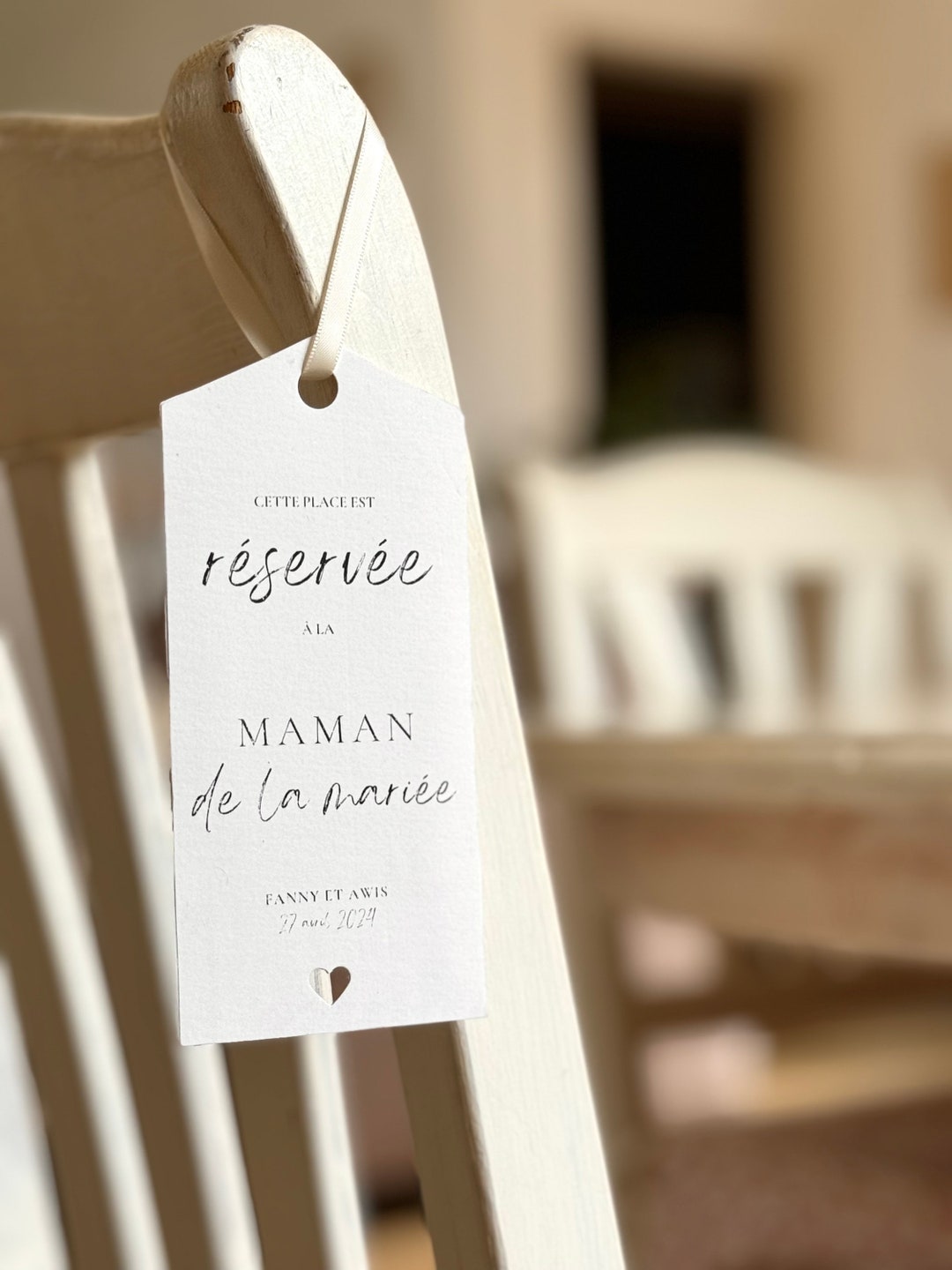 Etiquette réservation siège de mariage personnalisée | Etiquettes siège ...