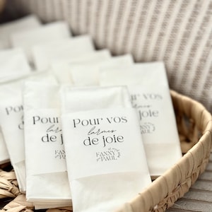 Mouchoirs de mariage « pour vos larmes de joie » | Etiquettes de mouchoirs mariage | Mouchoirs "larmes de joie"