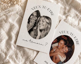 Carte personnalisée demande témoin mariage avec photo – Veux-tu être mon témoin ? – Carte surprise meilleure amie – Demande témoin originale
