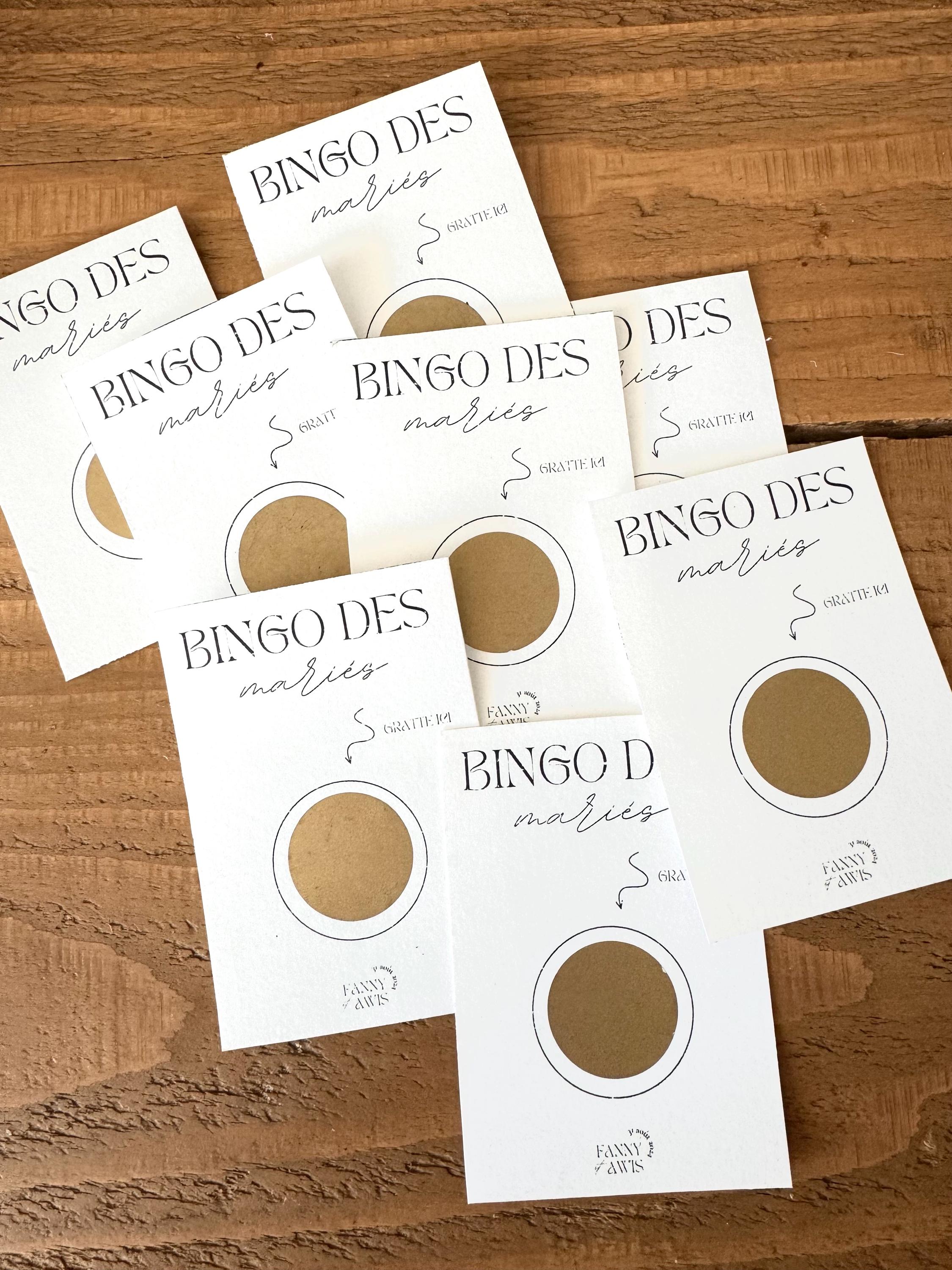 Jeu Bingo des mariés – Cartes à gratter mariage personnalisées pour invités