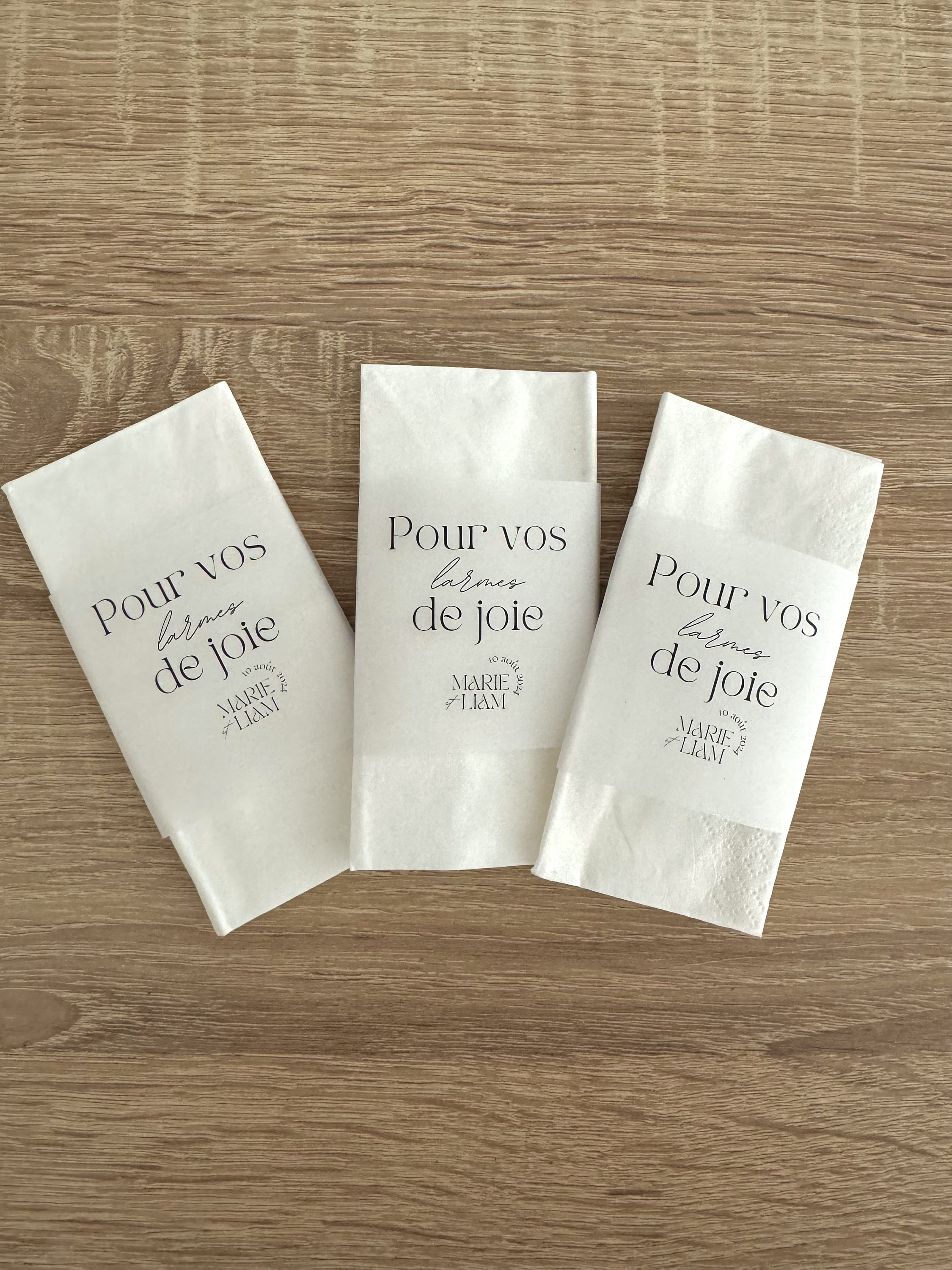 110 Pochettes "Larmes De Joie" Kraft Mariage – Porte-Mouchoirs Élégants Cérémonie Invités