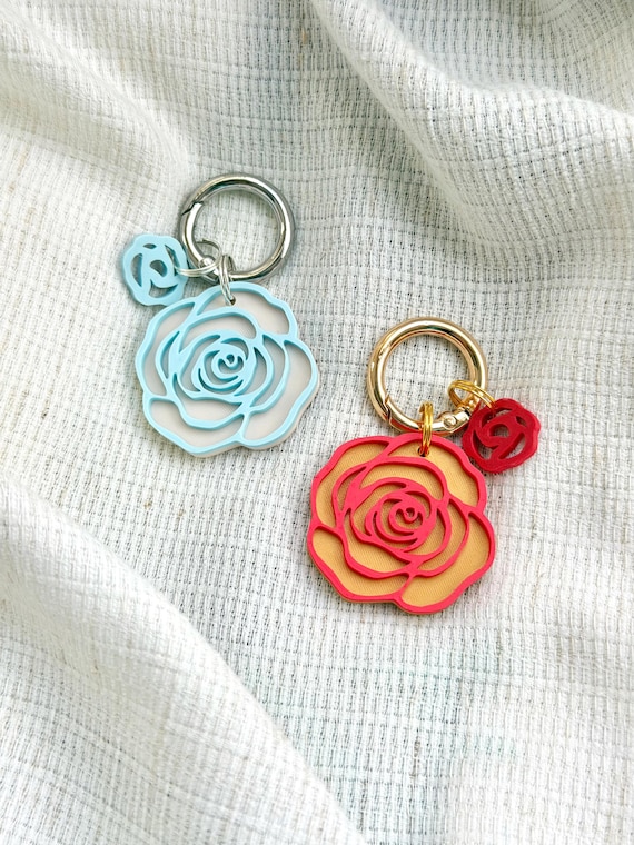 Rose Pet Tag- Custom Color 3D Printed dog tag, cat tag, Pet ID