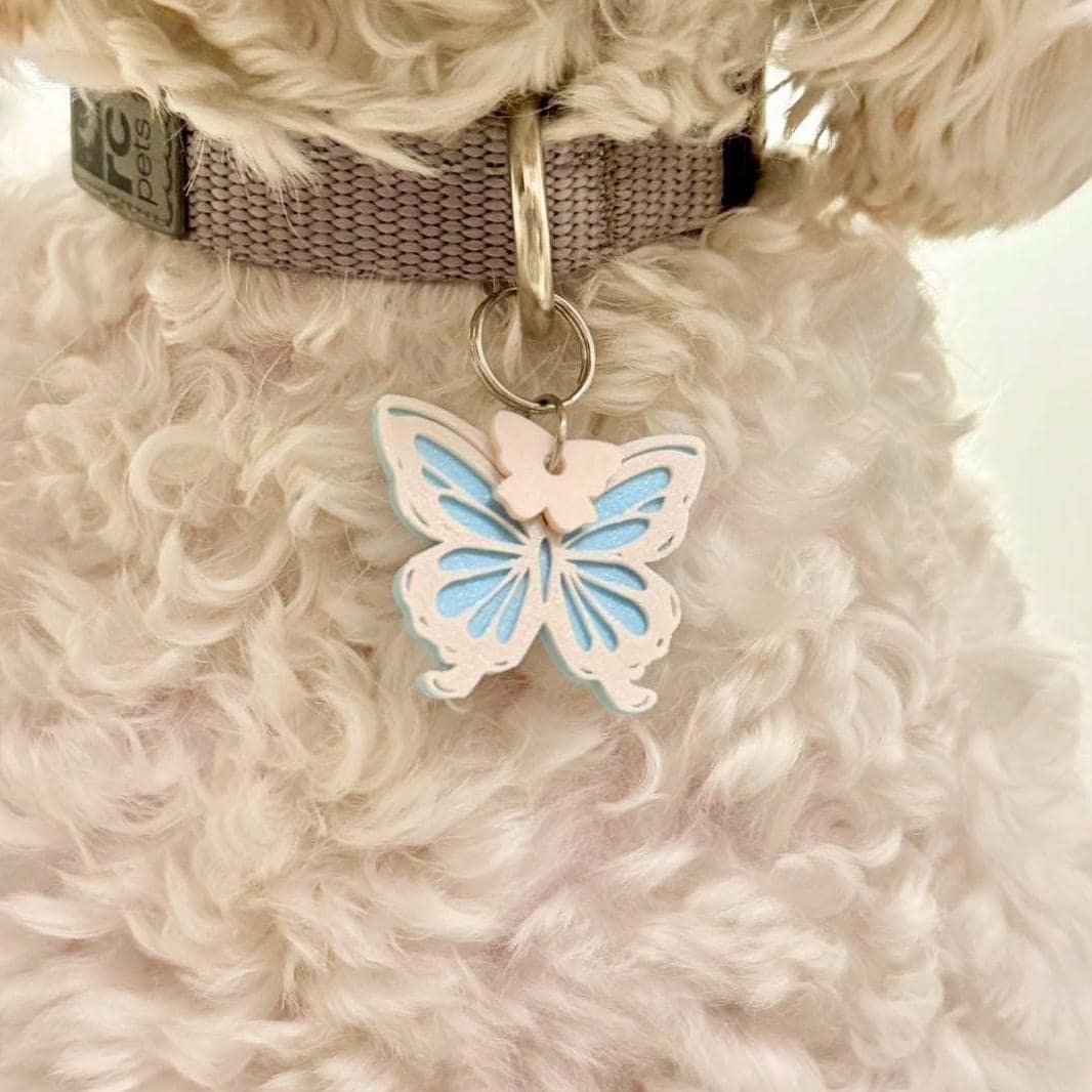 Butterfly Pet Tag - Custom Color 3D Printed tag, Dog Tag, Cat Tag, Pet ID