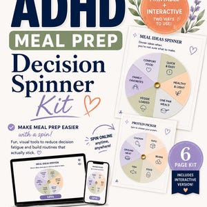 ADHD Meal Prep Decision Spinner Kit, Printable Interactive Tools (Digital Download)