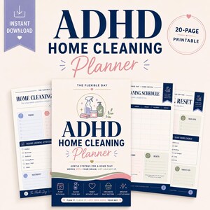 ADHD Home Cleaning Planner, Flexible Schedule, Declutter Checklist (Digital Download)