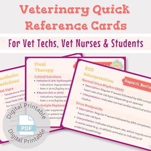 Guide vétérinaire de poche, 35 cartes de consultation rapide, Pour les infirmières vétérinaires, les techniciens vétérinaires, les étudiants vétérinaires | Téléchargement numérique | Guide d&#39;étude vétérinaire