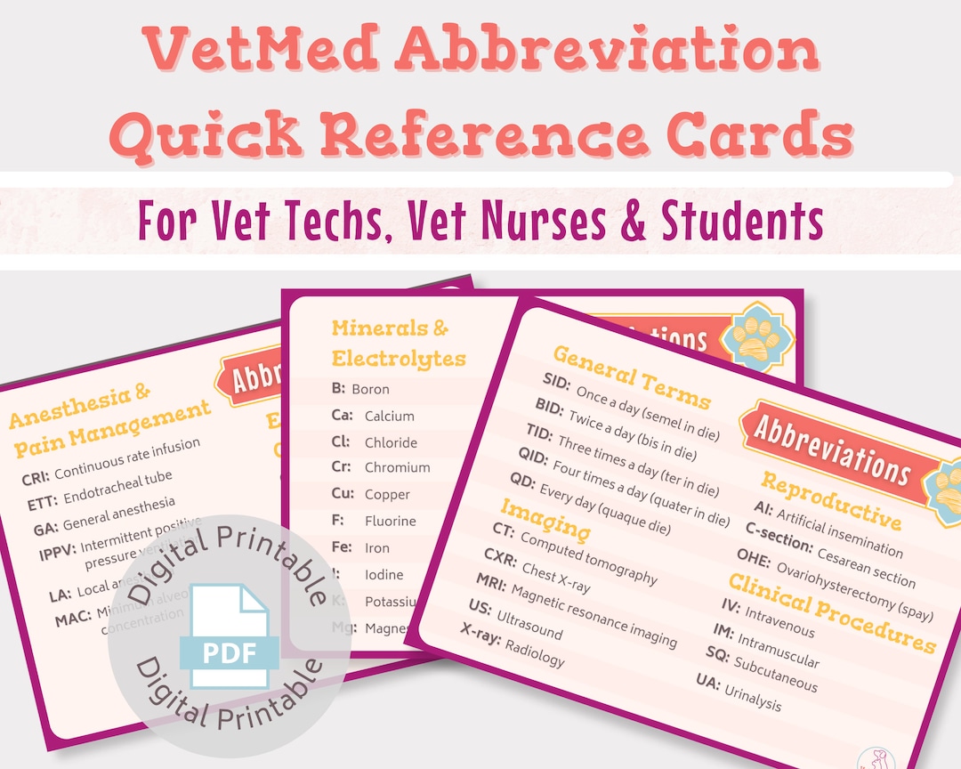 Vet Med Quick Reference Abbreviation Guide For Vet Nurses Vet Techs vet-med-quick-reference-abbreviation-guide-for-vet-nurses-vet-techs