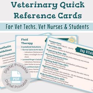 Veterinär-Taschenführer, 35 schnelle Referenzkarten, Für Veterinär-Krankenschwester, Veterinär-Techniker, Veterinär-Studenten | Digital druckbare Download | Tierarzt Lernführer