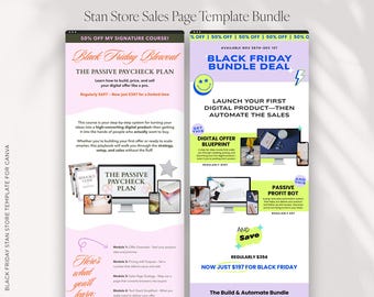 Black Friday Sales Page Canva Template Bundle: Stan Store, Beacons (PDF)