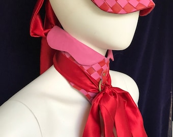 Valentine Pink & Red Leather lattice Posture Collar - Leather Choker - Statement collar - Restraint - O Ring Collar -  Fetish BDSM Valentine