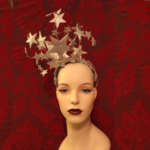 Bright Star Headdress Sparkling Silver Leather and Glitter Star Burlesque Headpiece Festival star Crown Celestial headband. To Order image 1