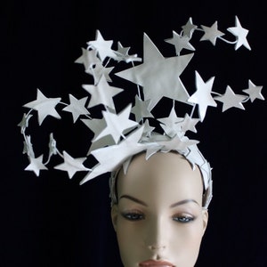 Bright Star Headdress / Bright White Leather Star Headdress / Burlesque Headpiece / Winter Crown To order image 1
