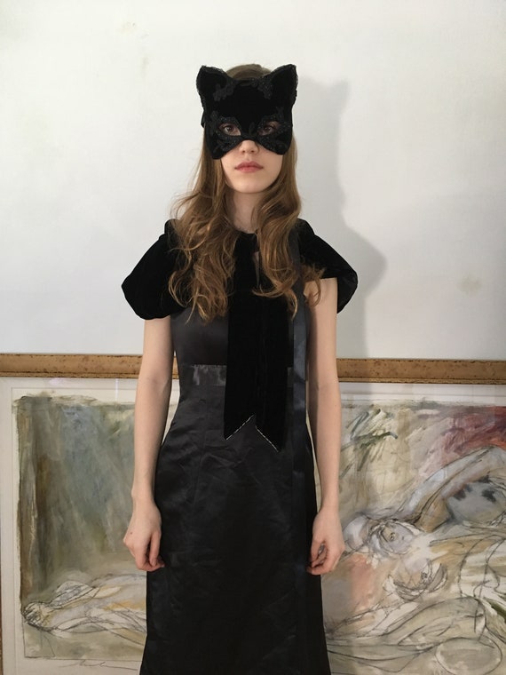 mistet hjerte Har det dårligt uformel Black Magic Kitty Mask black Silk Velvet Cat Mask With Beaded - Etsy