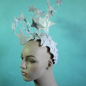 Bright Star Headdress / Bright White Leather Star Headdress / Burlesque Headpiece / Winter Crown To order image 5