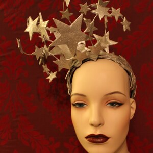 Bright Star Headdress Sparkling Silver Leather and Glitter Star Burlesque Headpiece Festival star Crown Celestial headband. To Order image 4