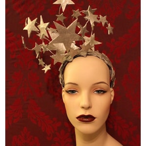 Bright Star Headdress Sparkling Silver Leather and Glitter Star Burlesque Headpiece Festival star Crown Celestial headband. To Order image 7