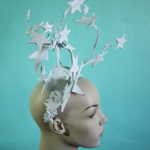 Bright Star Headdress / Bright White Leather Star Headdress / Burlesque Headpiece / Winter Crown To order image 3